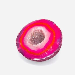 Two-Tone Light Hot Pink Agate Slice Mineral Natural Stone Paperweight Textured